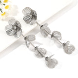 Trendy Rhinestone Flower Tassel Earrings