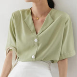 Summer Casual Chic Green Shirt