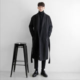 Men's Winter Suit Collar Loose Mid-length Casual Woolen Coat