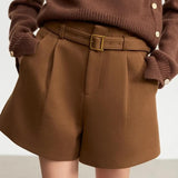 Winter Büro Dame Casual Shorts mit Gürtel