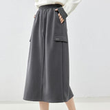 Falda midi elegante gris oscuro