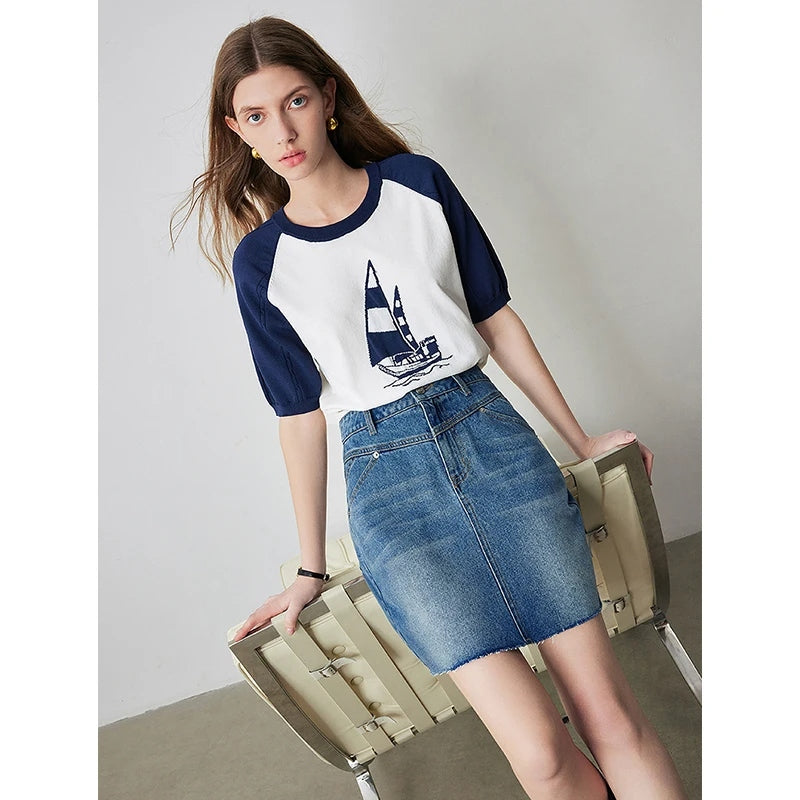 Chic Lyocell High-Waist Denim Mini Skirt