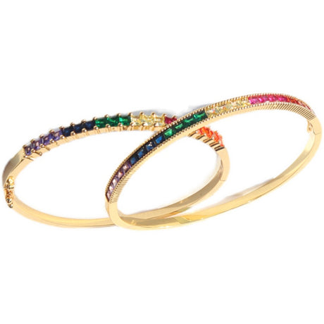 14K Gold Color Zircon Rainbow Bracelet Zircon Opening - Dazpy