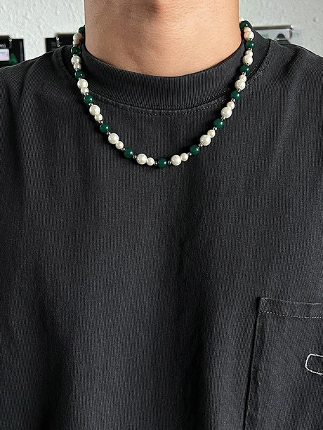 Spliced Green Beaded Fashion Necklace - Dazpy