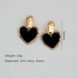 Black Heart Drop Earrings - Vintage Zinc Alloy Fashion Jewelry