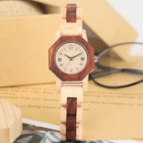 Bracelet Buckle Octagon Face Diamond Ladies Wooden Watch - Dazpy