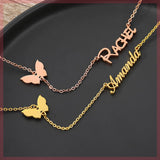 Custom Name Necklace With Heart Butterfly Personlized Namepl - Dazpy