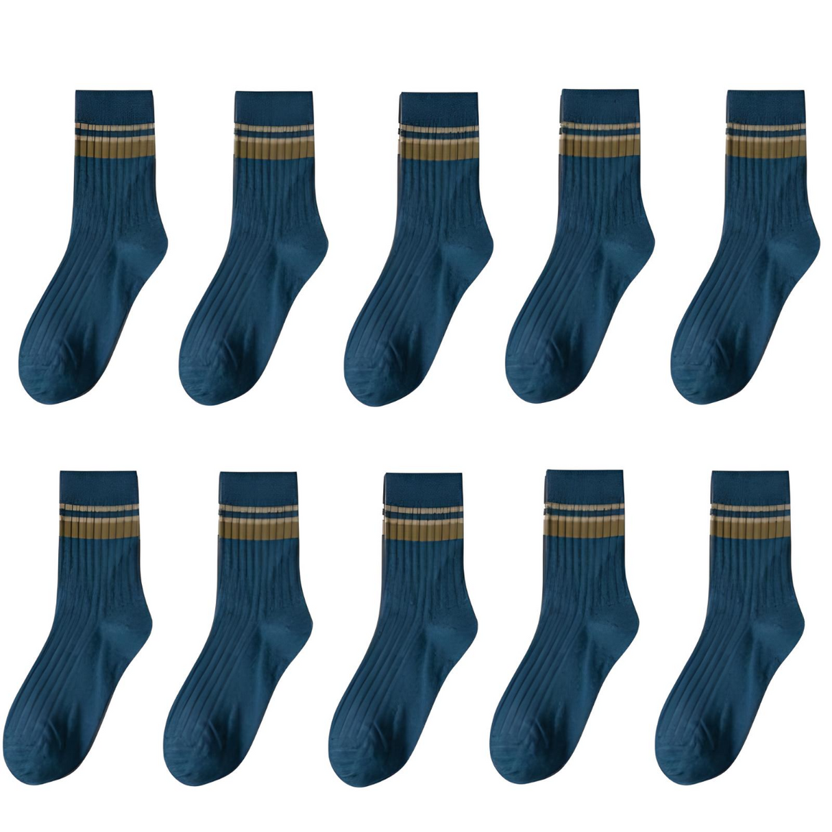 10 Paar gestreifte Baumwollsocken für Herren