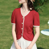 Women's Elegant Lace V-Neck Blouse