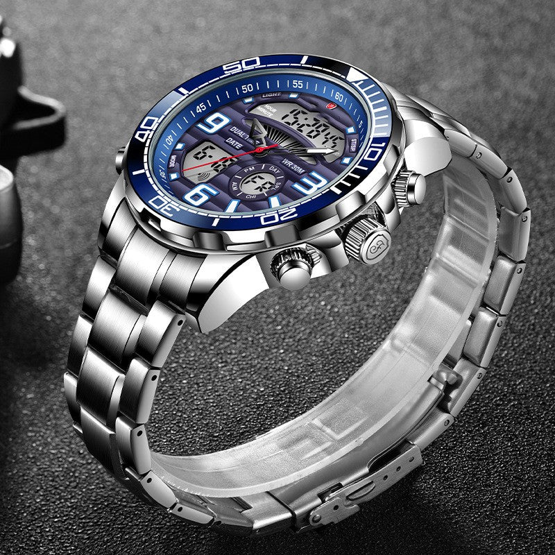 Dual Display Electronic Quartz Watch Men's Multifunctional Waterproof - Dazpy