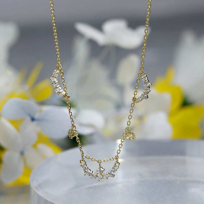 S925 Silver Plated 14k Gold Zircon Hollow Necklace - Dazpy