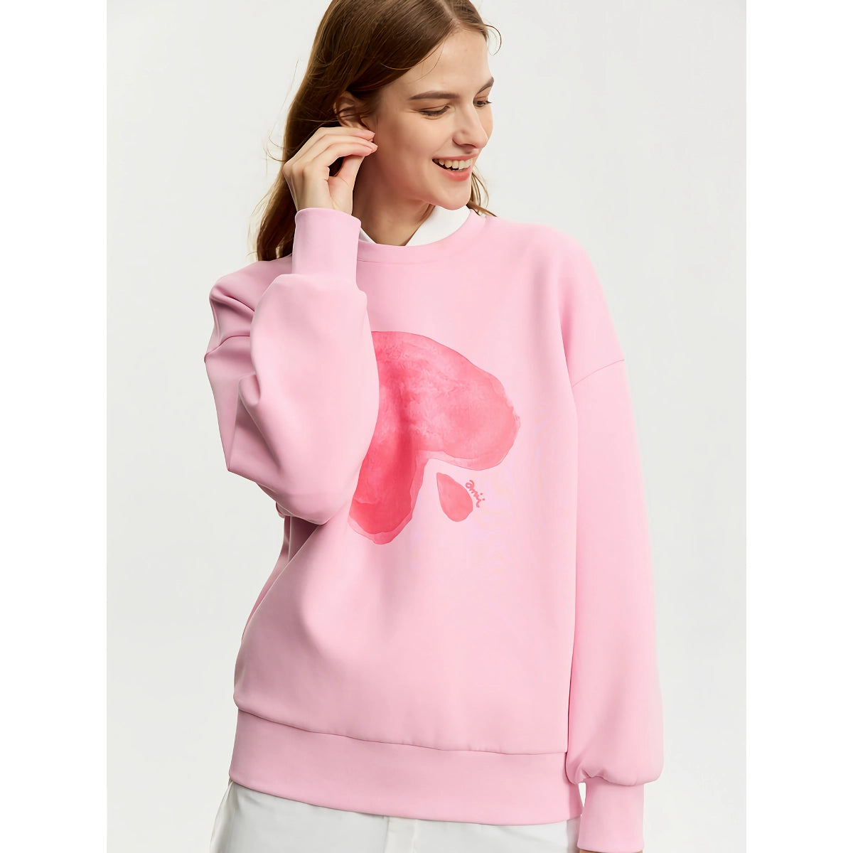 Sudadera con capucha con estampado de corazón minimalista para mujer