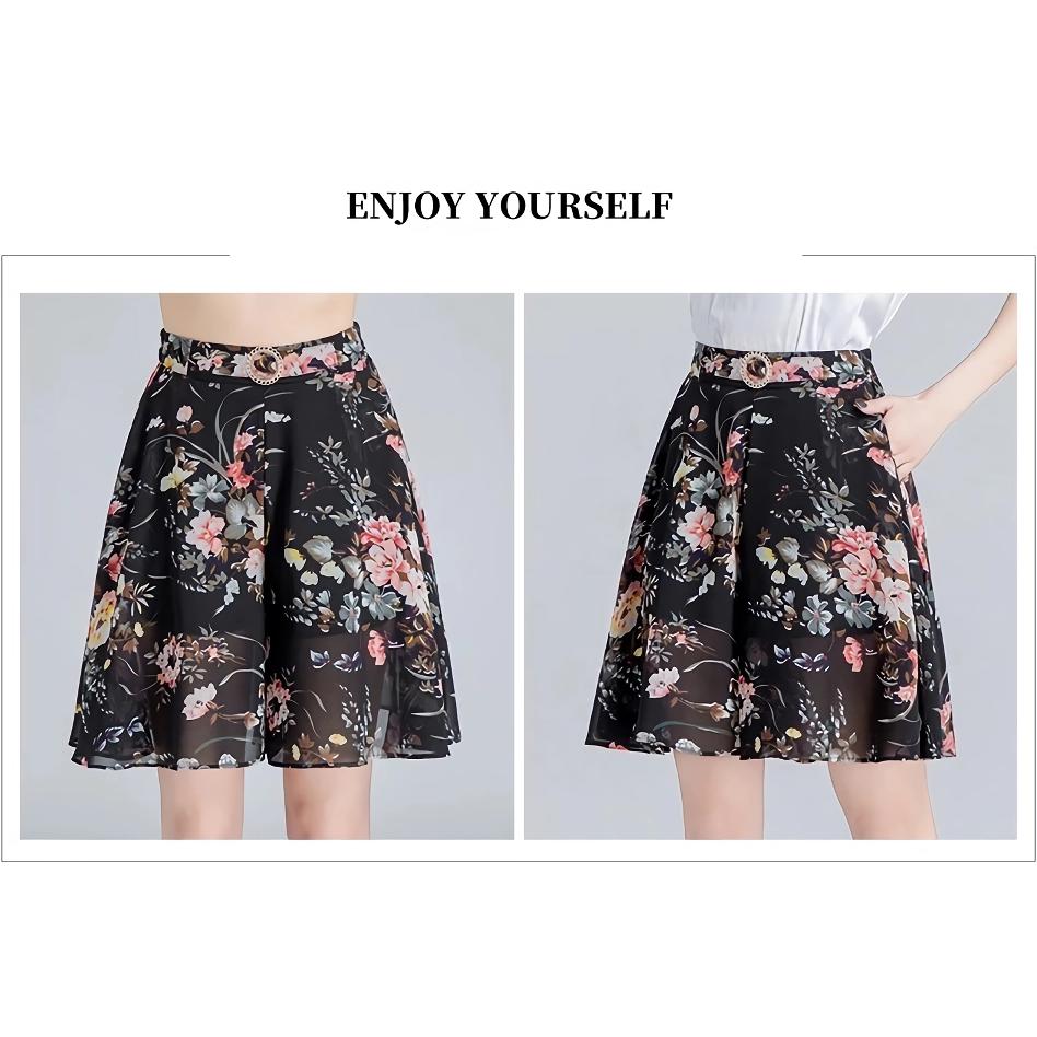 Women's Summer Chiffon Wide Leg Shorts Skirt