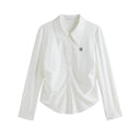 Camisa elegante informal de otoño con capas para mujer