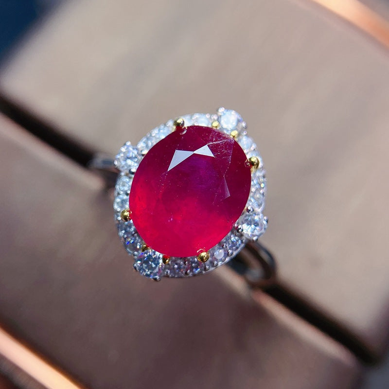 925 Silver Women's Newly Burnt Ruby Women's Ring - Dazpy