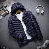 Men's Stand Collar Hooded Short Ultra-thin Down Jacket