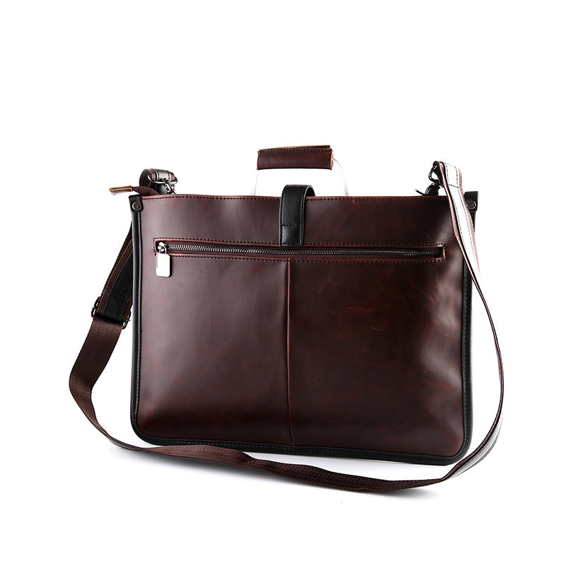 Men's Casual One Shoulder Messenger Bag Crazy Horse Leather - Dazpy