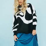 Chic Striped Turtleneck Oversized Sweater for Women