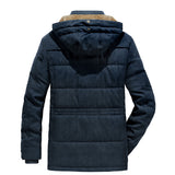 Plus Size Men's Cotton-padded Coat Multi-pocket Fleece-lined Thickened