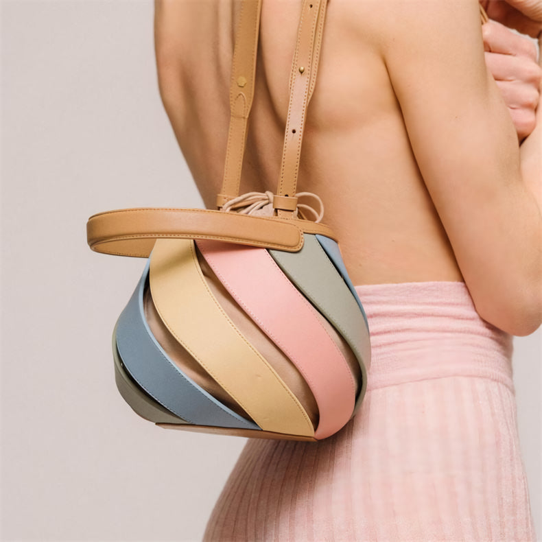 Luxury Circular Microfiber Leather Shoulder Bag