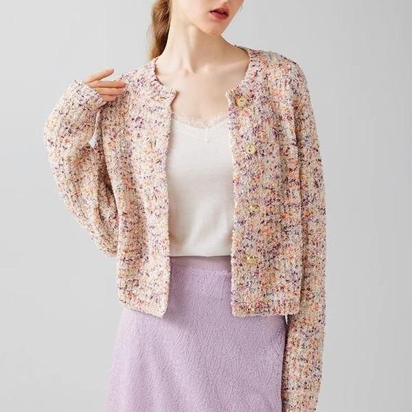 Eleganter kurzer Cardigan mit geometrischem Muster für Damen