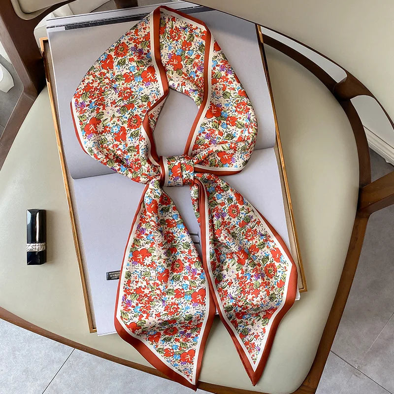 Floral Print Long Polyester Scarf - Versatile & Stylish Accessory for Every Season