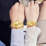 Gold Quartz Diamond Waterproof Luminous Pair Watch - Dazpy