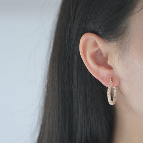 Earrings Femininity Full Of Zircon Hoop Earrings - Dazpy