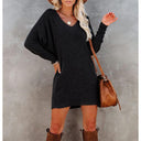 Cotton Long-Sleeve A-Line Mini Dress