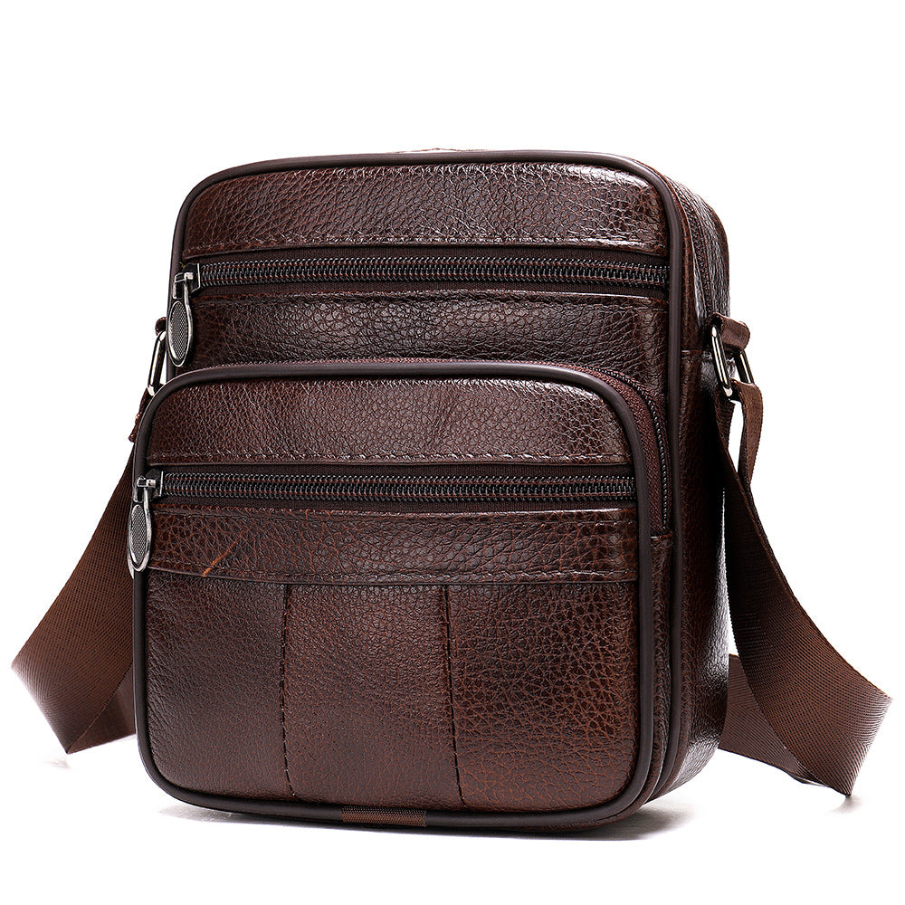 Vertical Head Layer Cowhide Casual One-shoulder Messenger Bag - Dazpy