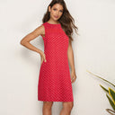 Women's Printed Sleeveless Lace-Detail Dress