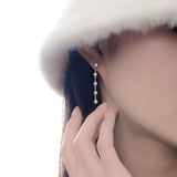 Fashionable Long Tassel Moissanite Diamond Earrings - Dazpy