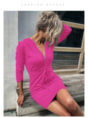 Women's Hooded Lace-Up Pencil Mini Dress