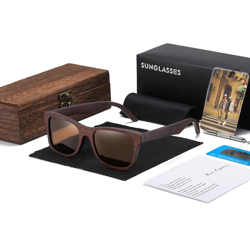 Gafas de sol polarizadas de madera de bambú natural para hombre con lentes multicapa y caja de regalo