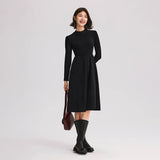 Elegantes Winter-Patchwork-Midikleid aus Cord