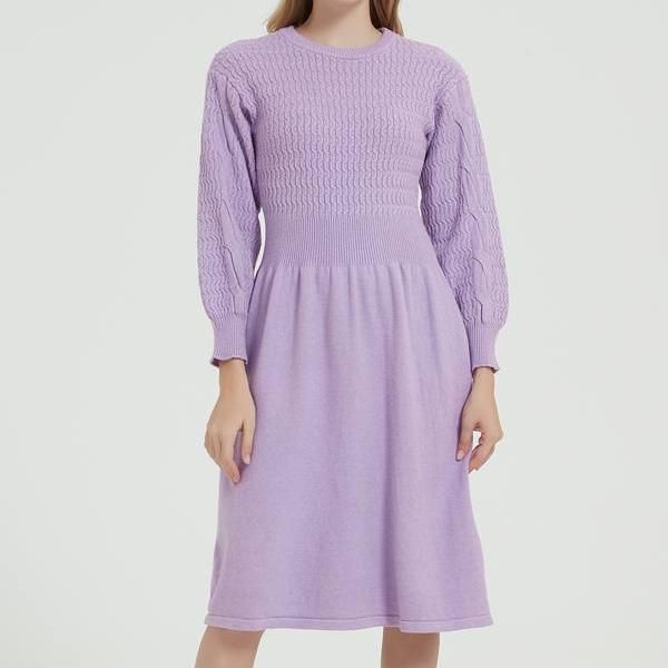 Elegant Long Sleeve Knitted Sweater Dress