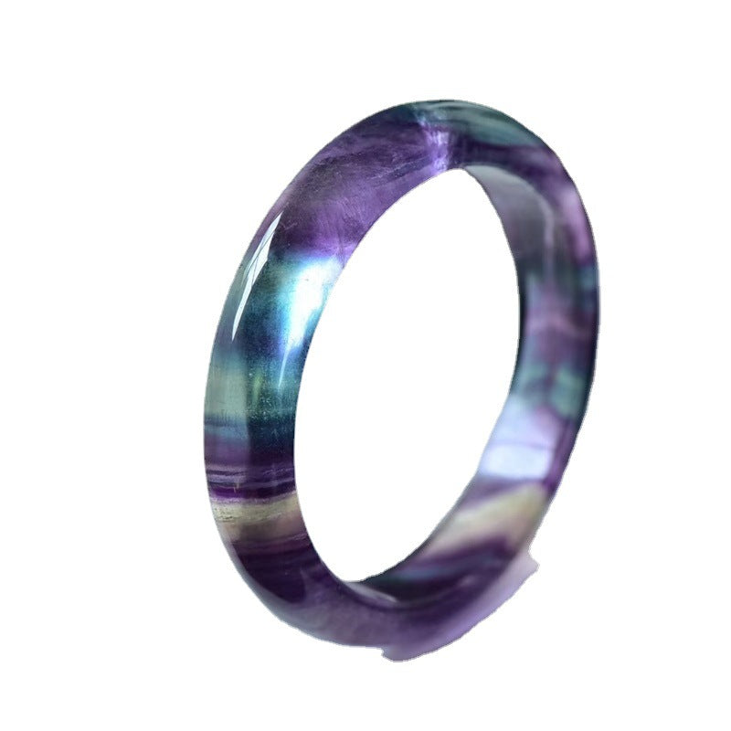 Natural Color Fluorite Bracelet  Iridescence Thousand Layer Pattern Ice Field Stone Amethyst Round Bracelet - Dazpy