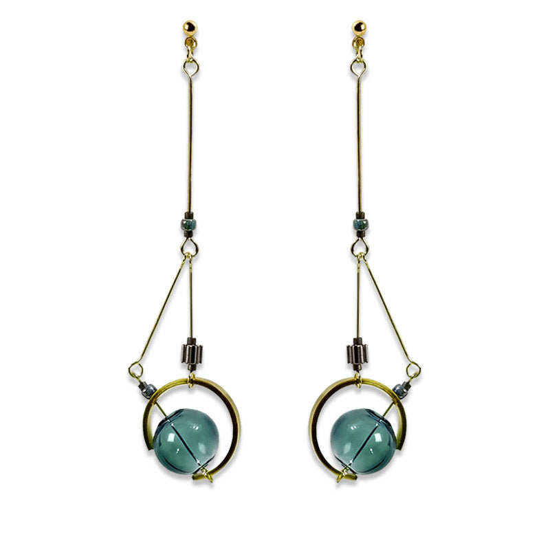 Original Vintage Glass Ball Asymmetrical Hand Made Earrings - Dazpy