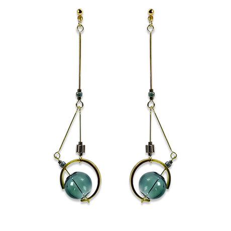 Original Vintage Glass Ball Asymmetrical Hand Made Earrings - Dazpy