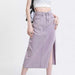 Stylish Vintage High-Waist Denim A-Line Skirt