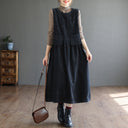 Women's Sleeveless Corduroy Pocket Dress