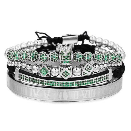 Men's Micropaved CZ Diamond Ball Crown Bracelet - Dazpy