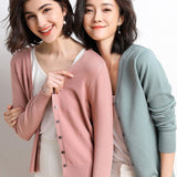 Chic V-Neck Single Breasted Cardigan