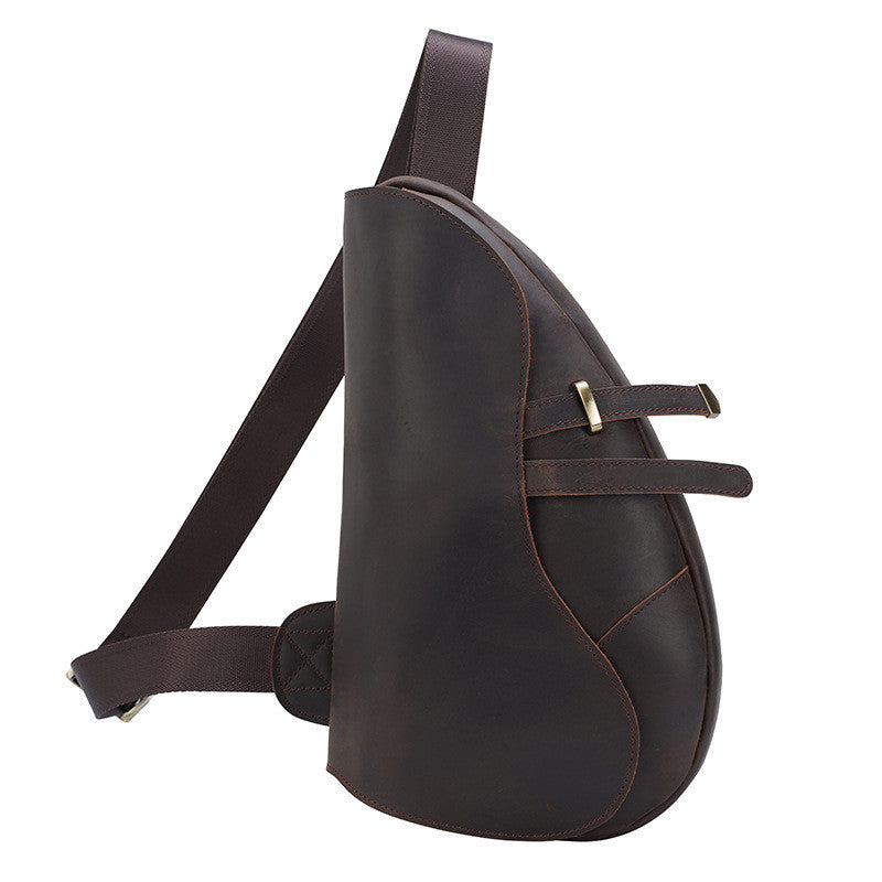 Retro Men's Chest Bag, Saddle Bag, Leather Shoulder Bag, Outdoor Sports Diagonal Bag - Dazpy