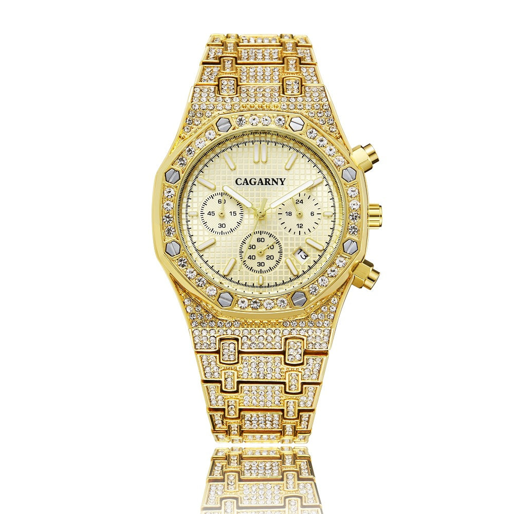 Shang Sports Business Men's Watch With Gold And Diamonds - Dazpy