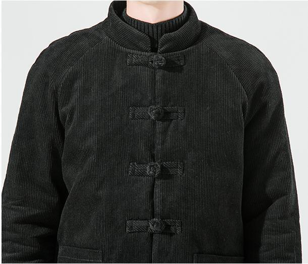 Men's Simple Corduroy Thick Warm Cotton Coat