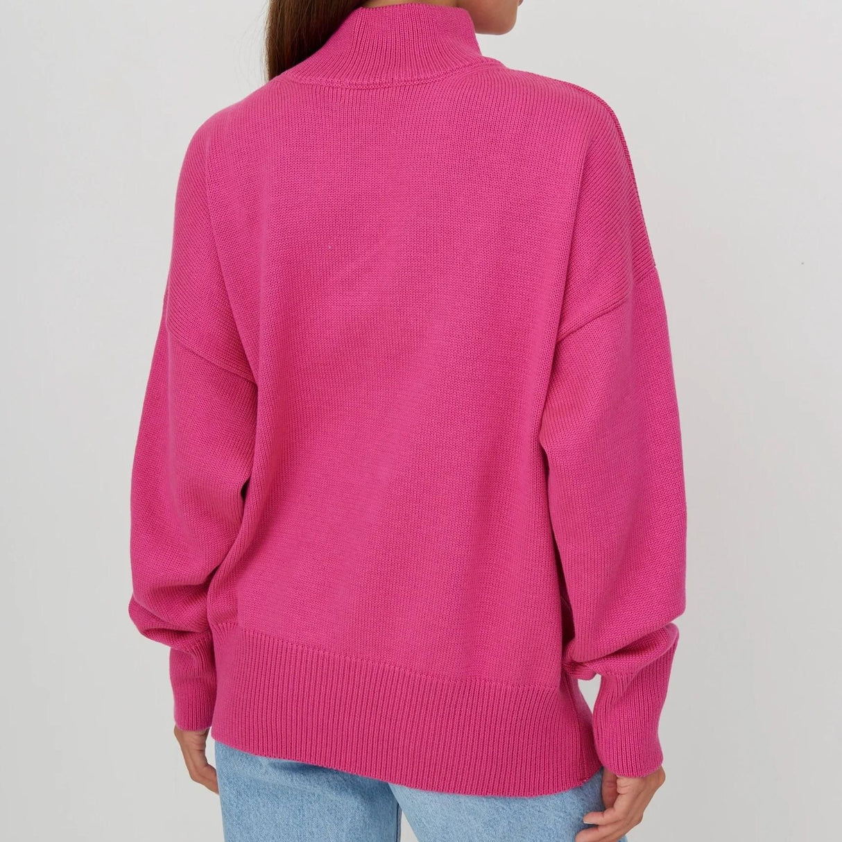 Jersey de punto de cuello alto extragrande para mujer