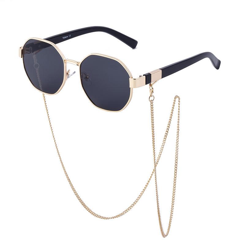 Achteckige Vintage-Sonnenbrille mit Kette