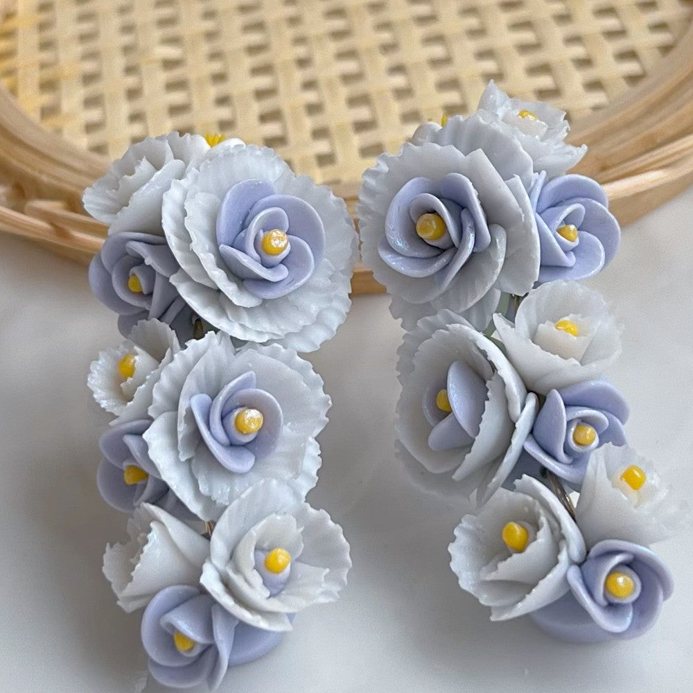 Vintage Rose Soft Ceramic Earrings - Dazpy