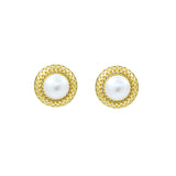 Silver Vintage Natural Pearl Honeycomb Stud Earrings - Dazpy